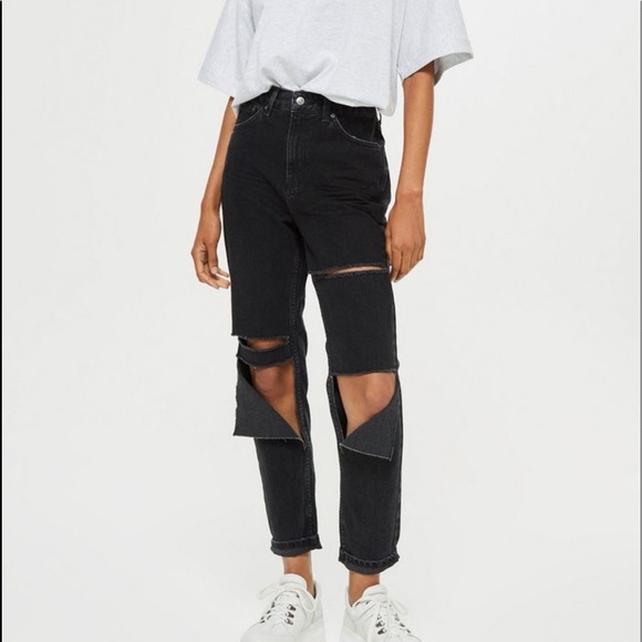 black high waisted mom jeans ripped